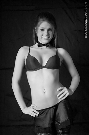 teen model wearing black lingerie